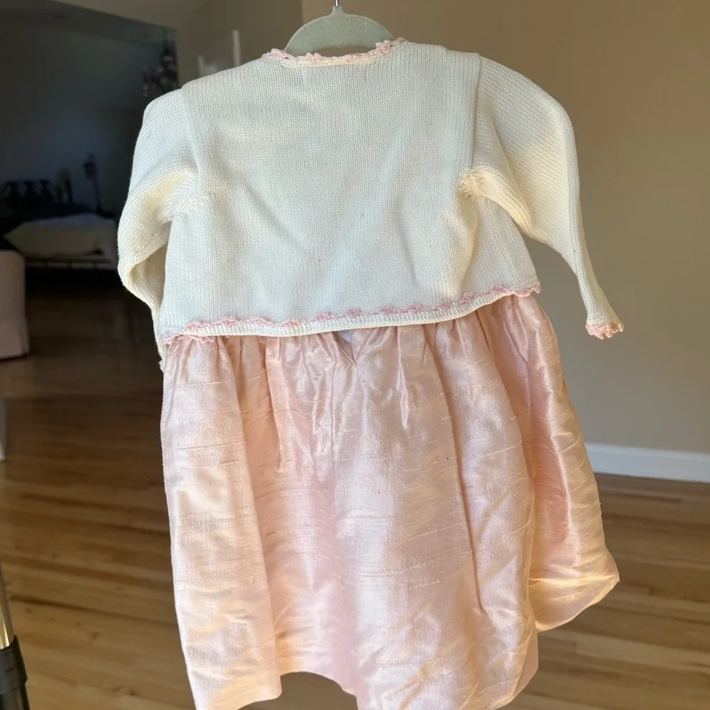 Girls Dupioni Silk Sweater Dress Set 6-12M